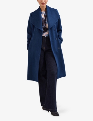 Phase Eight Womens  Nicci Belted Wool-blend Coat In Blue