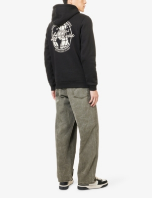 Les Deux Ben Globe Hooded Cotton Sweatshirt In Black