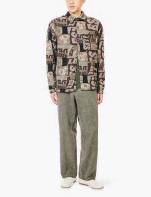 Les Deux Mens Mountain Grey Kaleb Patchwork Jacquard Overshirt In Multi