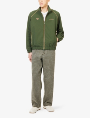 Les Deux Mens  Jack Seersucker Track Jacket In Green