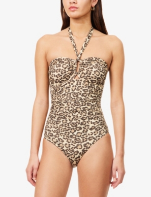 Zimmermann Womens Wanderlust Wide Link Leopard Swimsuit In Brown