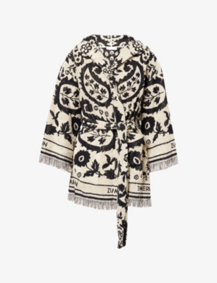 Zimmermann Womens Black/cream Wanderlust Hooded Cotton Cover-up Dress In Multi