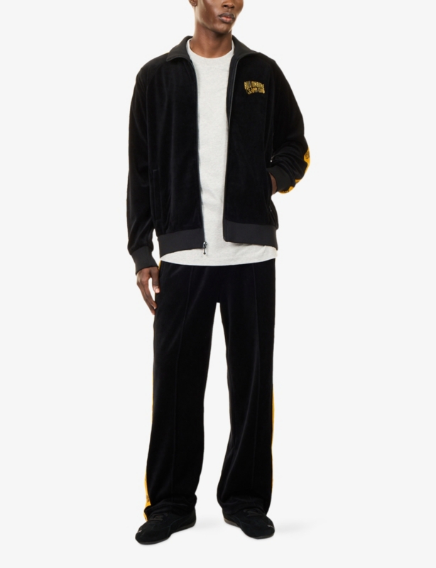 Logo-Printed Trim Regular-Fit Velour Tracksuit Top