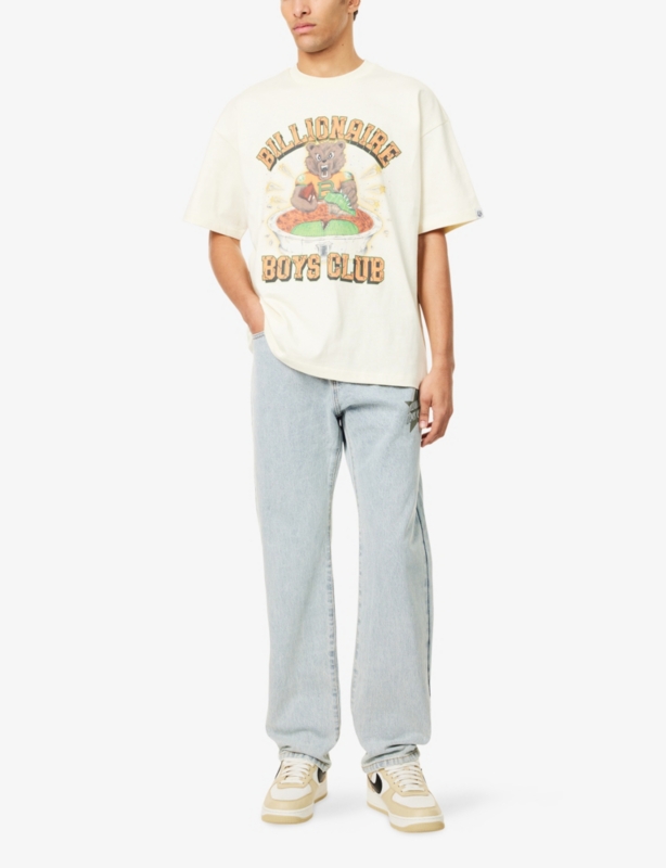 Rhinestone Mascot Crewneck Cotton-Jersey T-Shirt