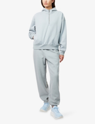 Vuori Womens Blue Haze Restore Relaxed-fit Cotton Blend Hoodie In Gray