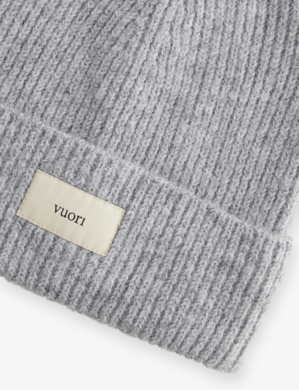 Label Ribbed Knitted Beanie