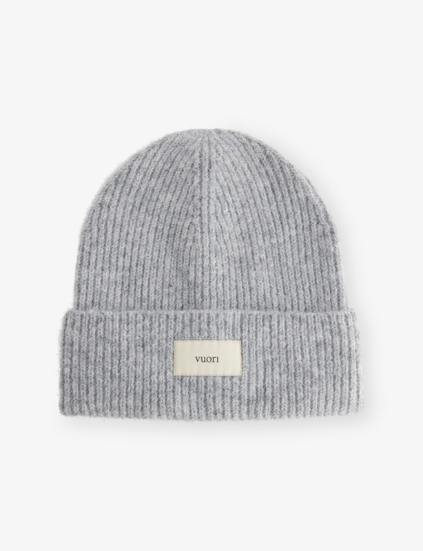 Label Ribbed Knitted Beanie