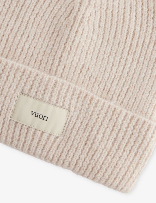 Label Ribbed Knitted Beanie