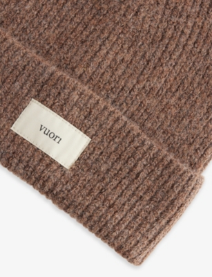 Vuori Womens Nutmeg Heather Label Ribbed Knitted Bean In Brown