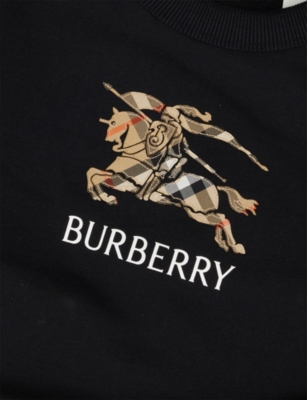 Burberry Black Ekd Check Cotton-jersey Sweatshirt 4-14 In Black