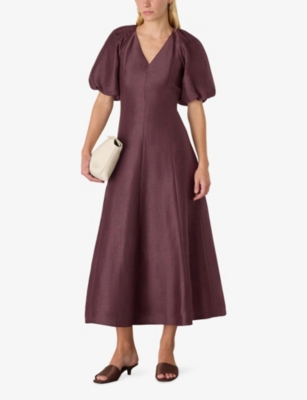 WHISTLES: Taffeta Puff-Sleeve Silk-Blend Maxi Dress