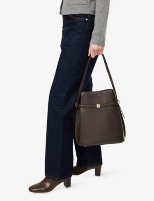 Totême Womens Bark Belted Leather Bucket Bag In Brown