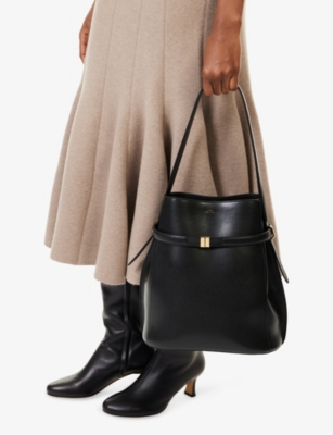 Totême Womens Toteme Belted Leather Bucket Bag In Black