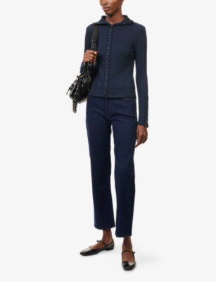 Rag & Bone Womens  Harlow Straight-leg Denim Jeans In Blue