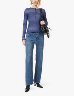Rag & Bone Womens Almda Miramar Straight-leg Cotton Trousers In Blue