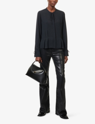 Rag & Bone Womens  Arden Pleated Woven Blouse In Blue