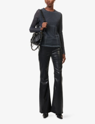 Rag & Bone Flexi Dahlia Coated Mid Rise Flare Jeans In Black