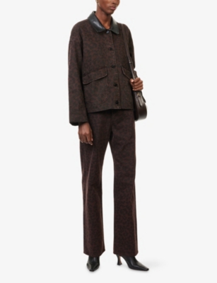 Rag & Bone Natalia Leopad Print Cotton Jacket In Brown