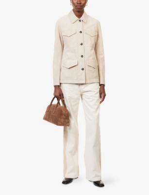 Rag & Bone Womens  Kara Flap-pocket Suede Jacket In Neutral