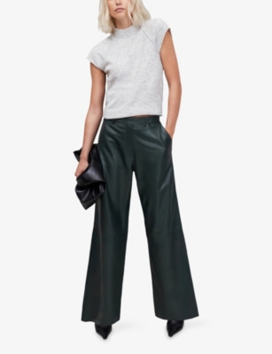 Ro&zo Womens Wide-leg High-rise Leather Trousers Green In Green