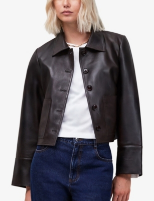 RO&ZO: Collared Regular-Fit Leather Jacket