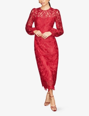 Ro&zo Womens  Kendall Open-back Lace Maxi Dress In Red