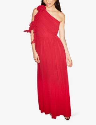 RO&ZO: Isla Corsage One-Shoulder Woven Maxi Dress