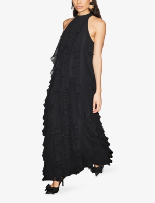 RO&ZO: Lulu Frill High-Neck Woven Maxi Dress