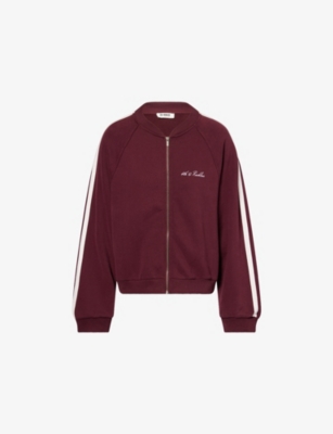 4th & Reckless Womens Redx Annamaria Zip-up Cotton-jersey Bomber Jacket In Burgundy