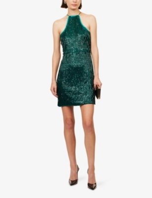 Amy Lynn Womens Teal Foxy Sequin Woven Mini Dress In Green