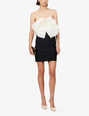 Amy Lynn Womens Oscar Bow-embellishment Knitted Mini Dress Mono In Multi