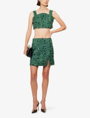 Amy Lynn Womens Lola Cropped Woven Top Teal In Green