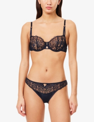 Aubade Womens  Satin Memories Half-cup Lace Bra In Black