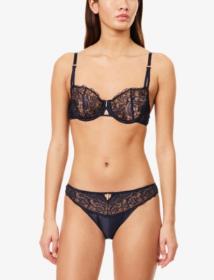 Aubade Womens  Satin Memories Lace And Satin Briefs In Blue
