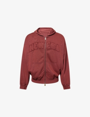 NEW ERA: Washed Zip Cotton-Jersey Hoody