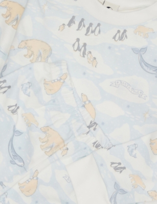 Sleepy Doe Graphic-print Two-piece Cotton Pyjama Set 1-11 In White