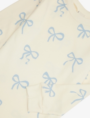 Sleepy Doe Bow-print Long-sleeves Cotton-jersey Pyjama Set 1-1