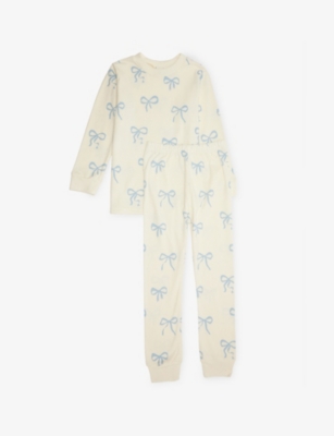 Sleepy Doe Bow-print Long-sleeves Cotton-jersey Pyjama Set 1-1