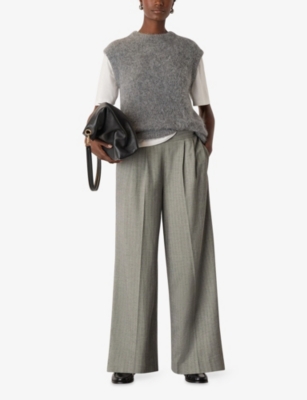 Whistles Womens Roun-neck Wool And Alpaca-blend Tank Grey In Gray