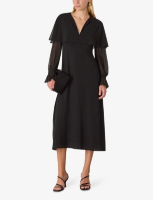 WHISTLES: Cape Hot-Fix Woven Midi Dress