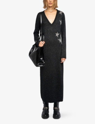 ZADIG&VOLTAIRE: Stelly Star-Motif Wool-Blend Maxi Dress