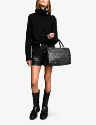 Zadig & Voltaire Womens Zadig&voltaire Sunny Vibe Medium Monogram Faux-leather Shoulder Bag In Black