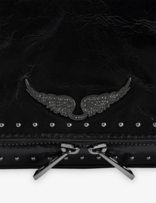ZADIG&VOLTAIRE: Rock Vintage Patent-Stud Leather Clutch Bag