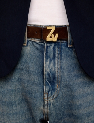 ZADIG&VOLTAIRE: ZV Initiale Branded-Buckle Suede Belt