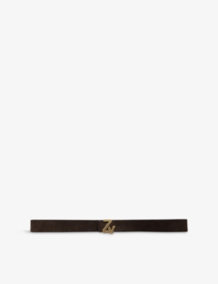 ZADIG&VOLTAIRE: ZV Initiale Branded-Buckle Suede Belt