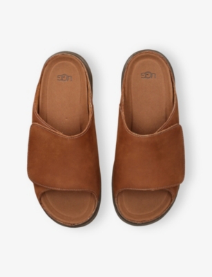 Ugg Mens Solano Leather Sliders Tan Eur 42 / 8 Uk In Brown
