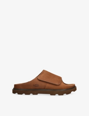 Ugg Mens Solano Leather Sliders Tan Eur 42 / 8 Uk In Brown