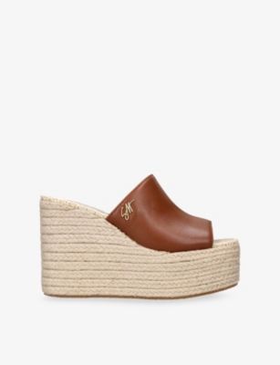 Steve Madden Womens Brown Cruzur Leather Wedge Sandals Eur 37 / 4 Uk