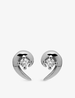 SHAUN LEANE: Talon Sterling-Silver And 0.12ct Diamond Stud Earrings