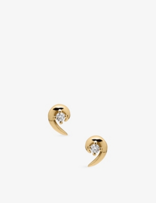 SHAUN LEANE: Talon 18ct Yellow Gold Vermeil And 0.12ct Diamond Stud Earrings